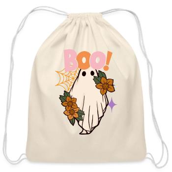 Cute Ghost , BOO! - Cotton Drawstring Bag - natural - Front