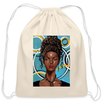 colorfull portrait - Cotton Drawstring Bag - natural - Front