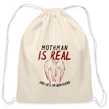 Mothman Is My Boyfriend For Cryptid Lover - Cotton Drawstring Bag - natural - Front