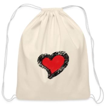 Red Heart - Cotton Drawstring Bag - natural - Front