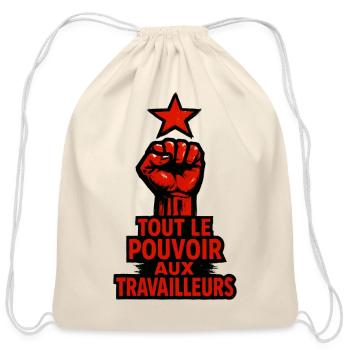 All Power To The Workers Red Fist And Star Art - Cotton Drawstring Bag - natural - Front