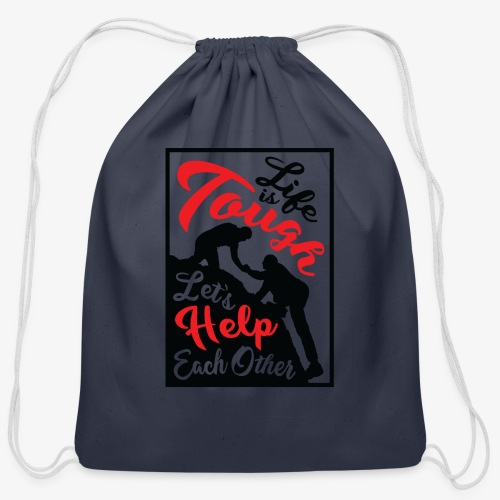 Help Each Other- Dark - Cotton Drawstring Bag