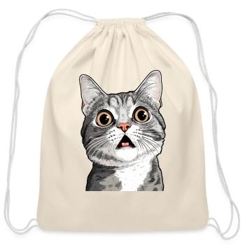 Surprised Kitty - Cotton Drawstring Bag - natural - Front