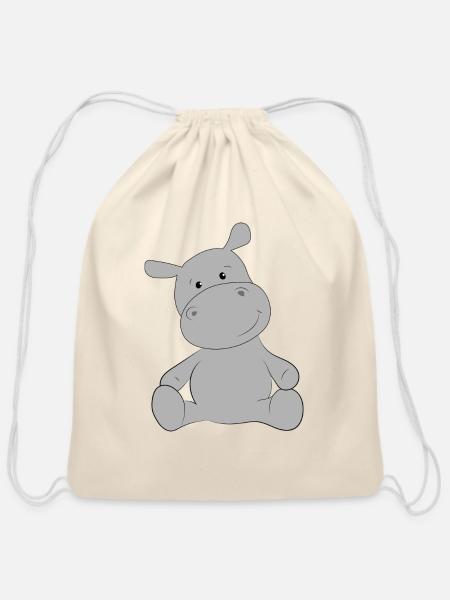 Hippo - Cotton Drawstring Bag - natural