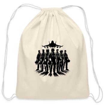 Air Force Pilots Cool Airplane Portrait - Cotton Drawstring Bag - natural - Front