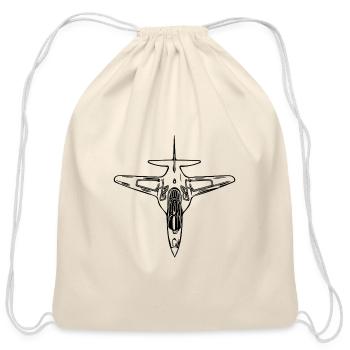 Realistic Jet Flyer Airplane - Cotton Drawstring Bag - natural - Front