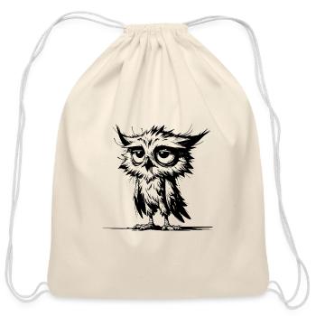 Sleepy Owl And Grumpy Night Watchman - Cotton Drawstring Bag - natural - Front