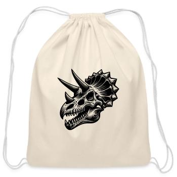 Triceratops - Dinosaur Head Sketch - Cotton Drawstring Bag - natural - Front