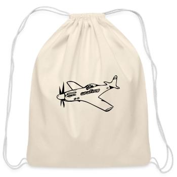 Vintage Airplane Popeller Flieger - Cotton Drawstring Bag - natural - Front
