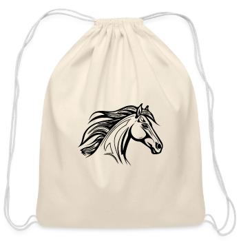 Racy Horse With Mane Equestrian Sport - Cotton Drawstring Bag - natural - Front