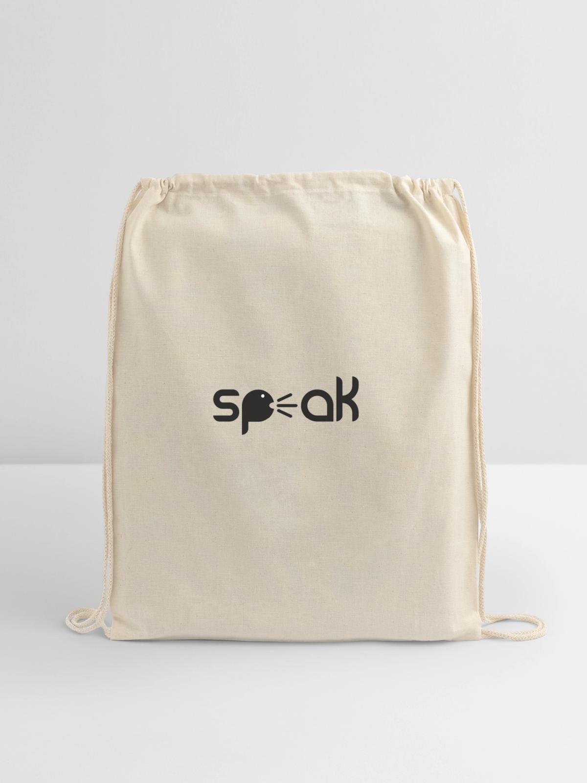 speak - Cotton Drawstring Bag - natural - Front