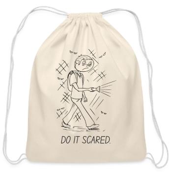 Do It Scared – Brave Steps Design - Cotton Drawstring Bag - natural - Front