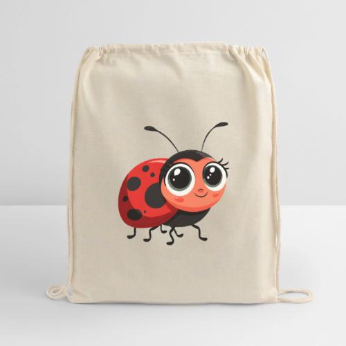 Cute Cartoon Ladybug Full of Joy - Cotton Drawstring Bag