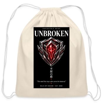 Unbroken Cyberpunk Chrome Aegis Shield Graphic Tee - Cotton Drawstring Bag - natural - Front