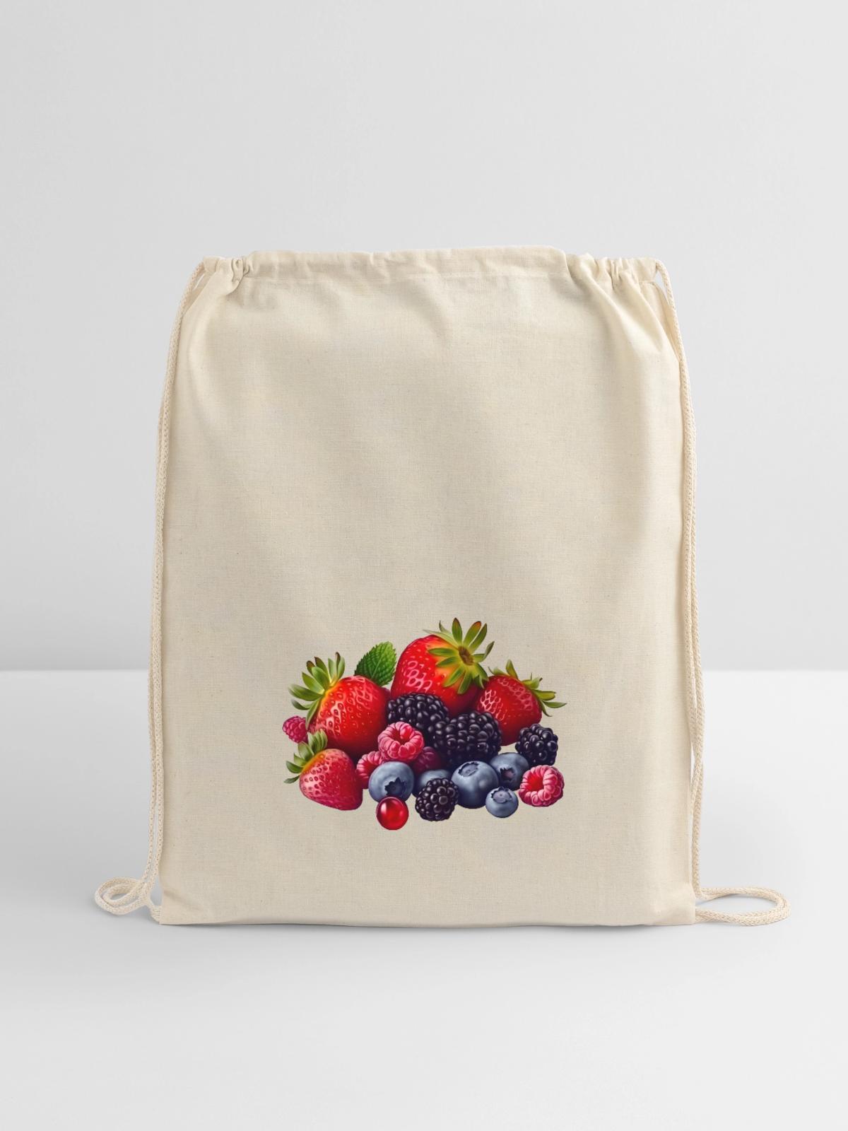 Berries - Cotton Drawstring Bag - natural - Front