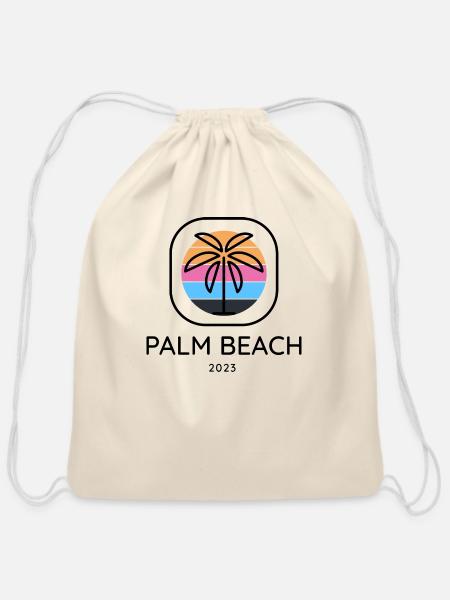 summer beach - Cotton Drawstring Bag - natural