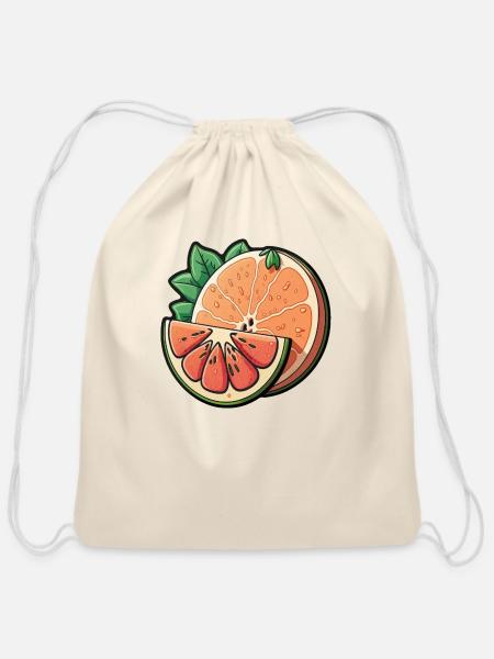Colourful grapefruit - Cotton Drawstring Bag - natural
