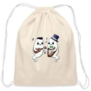 Cute Ghost Music - Cotton Drawstring Bag - natural - Front