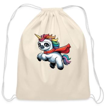 Funny Sloth Unicorn as Hero for a Superhero - Cotton Drawstring Bag - natural - Front