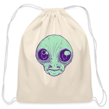 Ugly Alien Head - Cotton Drawstring Bag - natural - Front