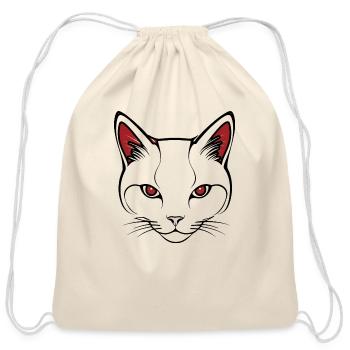 Cat face - Cotton Drawstring Bag - natural - Front