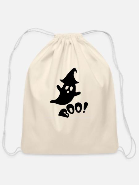 Halloween boo - Cotton Drawstring Bag - natural
