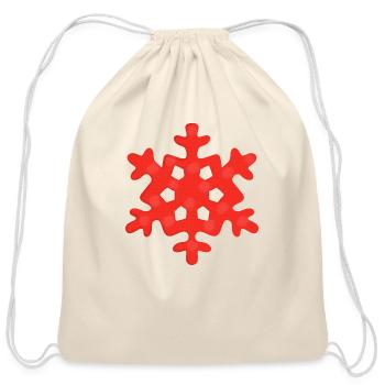 Red Snowflake - Cotton Drawstring Bag - natural - Front