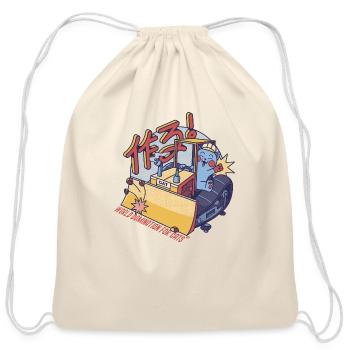 Blue Collar Cat Cat Tractor - Cotton Drawstring Bag - natural - Front
