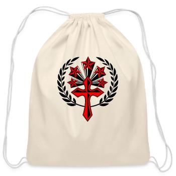Red cross with five stars in laurel wreath - Cotton Drawstring Bag - natural - Front