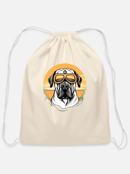 Dog with sunglasses - Cotton Drawstring Bag - natural
