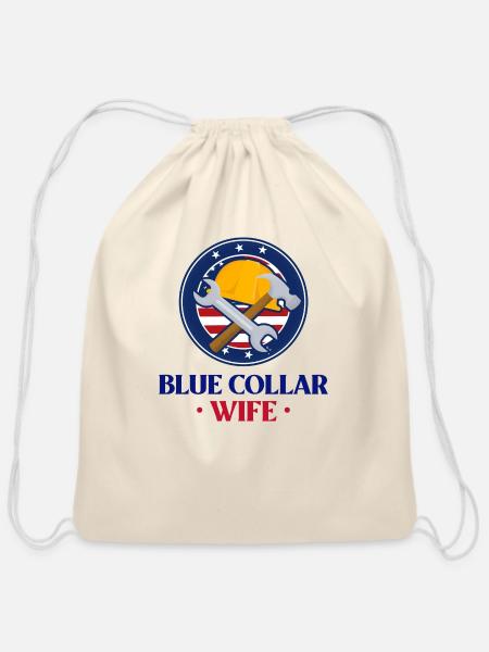 Blue Collar Wife - Cotton Drawstring Bag - natural
