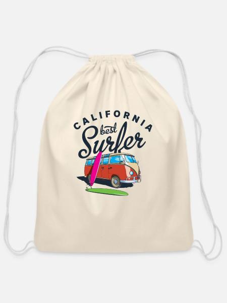 california - Cotton Drawstring Bag - natural