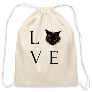 Love Cat - Cotton Drawstring Bag - natural - Front