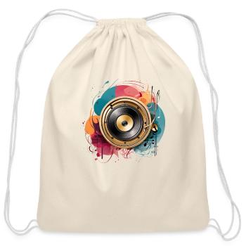Vintage Music T-Shirt with Colorful Notes" - Cotton Drawstring Bag - natural - Front