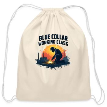Proud Blue Collar Working Class Welding Shirt - Cotton Drawstring Bag - natural - Front
