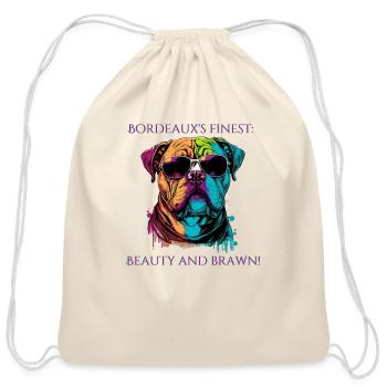 Cool AI-Generated Dogue de Bordeaux Shades Tee - Cotton Drawstring Bag - natural - Front
