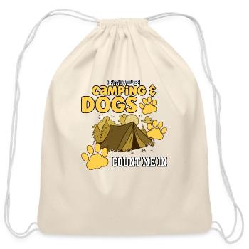 If It Involves Camping Dogs Count Me In stars - Cotton Drawstring Bag - natural - Front