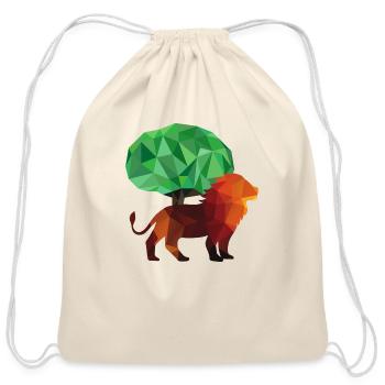 Lion Low Poly Low Poly Big Cat Roar Africa - Cotton Drawstring Bag - natural - Front