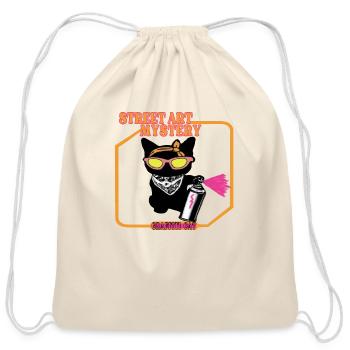 Graffiti cat street art mystery - Cotton Drawstring Bag - natural - Front