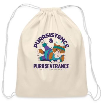 Funny Cat - Cotton Drawstring Bag - natural - Front