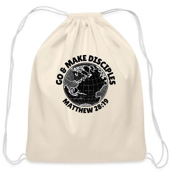 Go & Make Disciples – Matthew 28:19 - Cotton Drawstring Bag - natural - Front