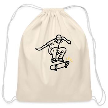 Funny Skateboarding T-Rex Dinosaur Lover Gift - Cotton Drawstring Bag - natural - Front