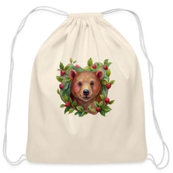 Berry the Watercolor Bear - Cotton Drawstring Bag - natural - Front