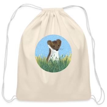 Weasel in the Grass - Cotton Drawstring Bag - natural - Front