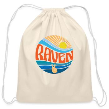 Raven Shirt Vintage Sunset Raven Groovy Tie Dye - Cotton Drawstring Bag - natural - Front