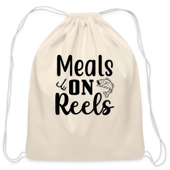 Fishing Svg Design Meals On Reels - Cotton Drawstring Bag - natural - Front