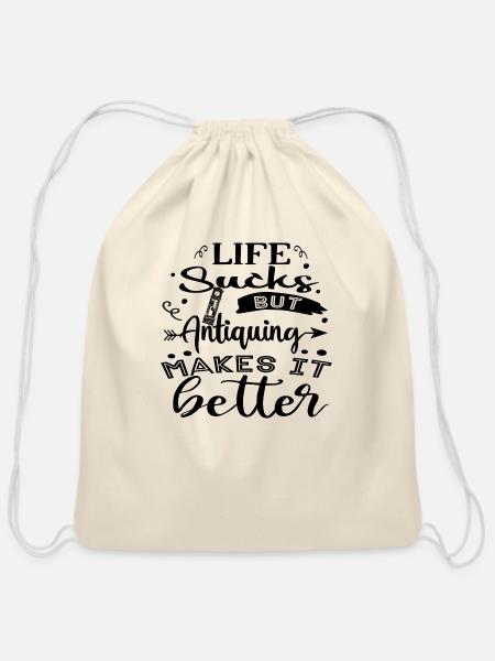 Antiquing - Cotton Drawstring Bag - natural