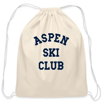 Aspen Ski Club Varsity College Style For Skier And - Cotton Drawstring Bag - natural - Front