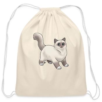 Cat Birman Blue Point - Cotton Drawstring Bag - natural - Front