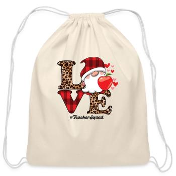 Funny Love Valentines Day S For Teachers Gnome - Cotton Drawstring Bag - natural - Front